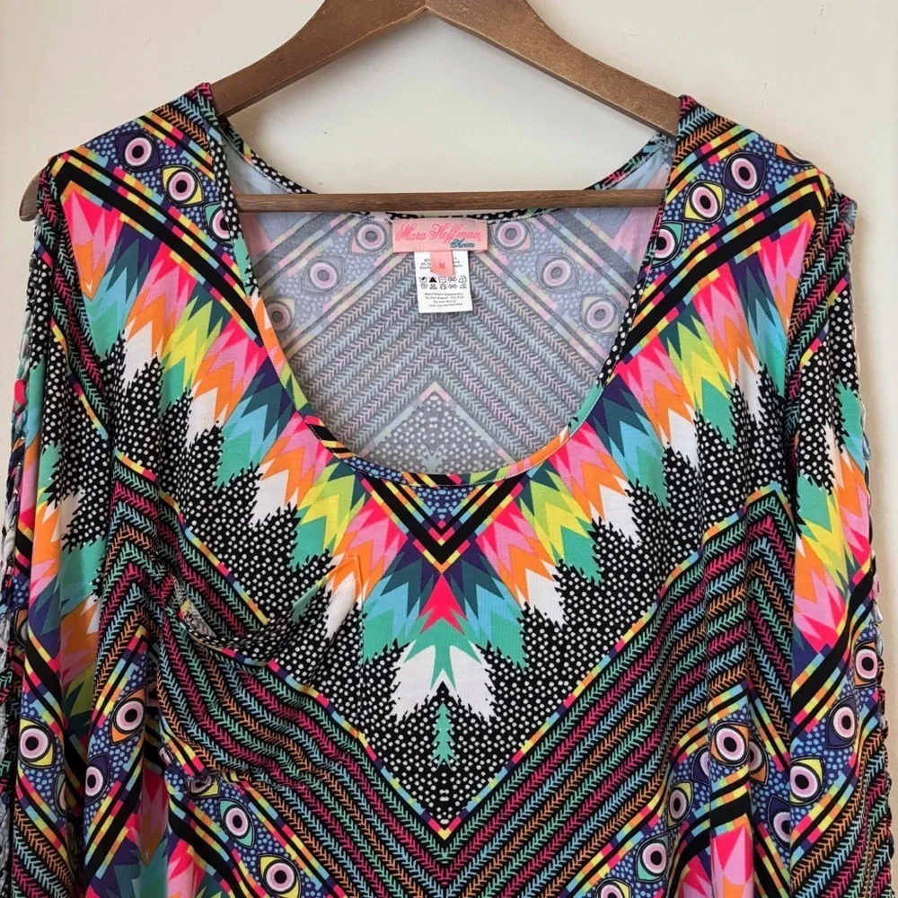Mara Hoffman Swim Chevron Braided Sleeve Cover Up Dress Medium Maximalist